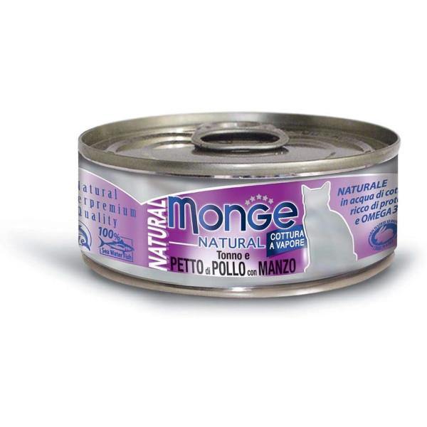Monge Natural Tonno e Pollo con Manzo per Gatti - 80g Monge Natural Tonno e Pollo con Manzo per Gatti - 80g